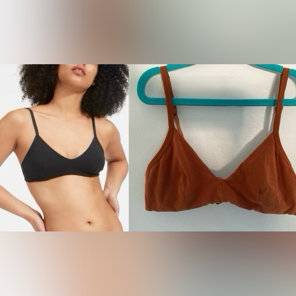 Everlane The Supima Cotton Bralette In Orange Rust/Dark Honey Sz S - Picture 1 of 6